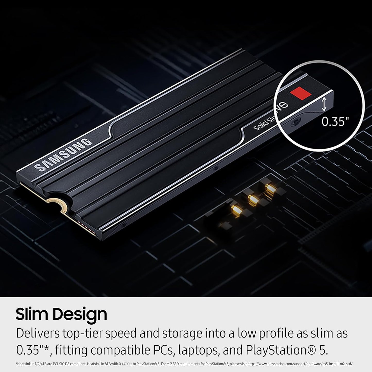Samsung – 9100 PRO 4TB with Heatsink Internal SSD PCIe Gen 5x4 NVMe, Speeds Up to 14800 MB/s