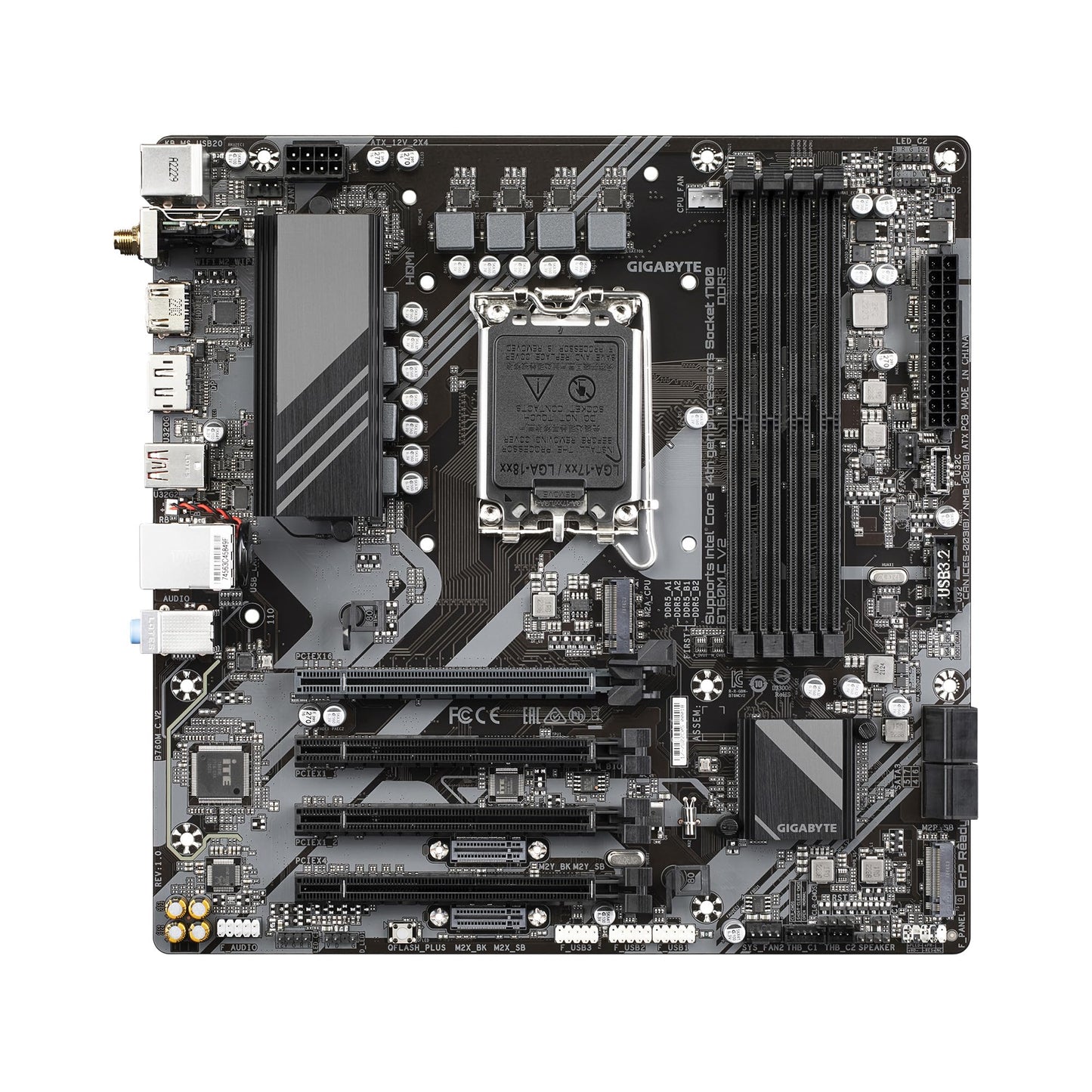 GIGABYTE B760M C V2 LGA 1700 Intel B760 M-ATX Motherboard with DDR5, Triple M.2, PCIe 5.0, USB 3.2 Gen 2x2 Type-C, WiFi 6, 1GbE LAN, Q-Flash Plus, EZ-Latch