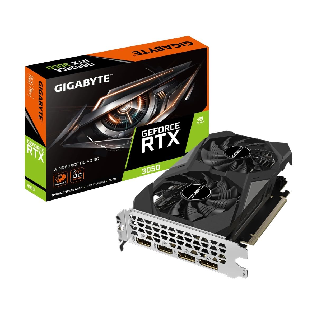 GIGABYTE GeForce RTX 3050 WindForce OC V2, 6GB GDDR6, Ray Tracing, Dual Cooling