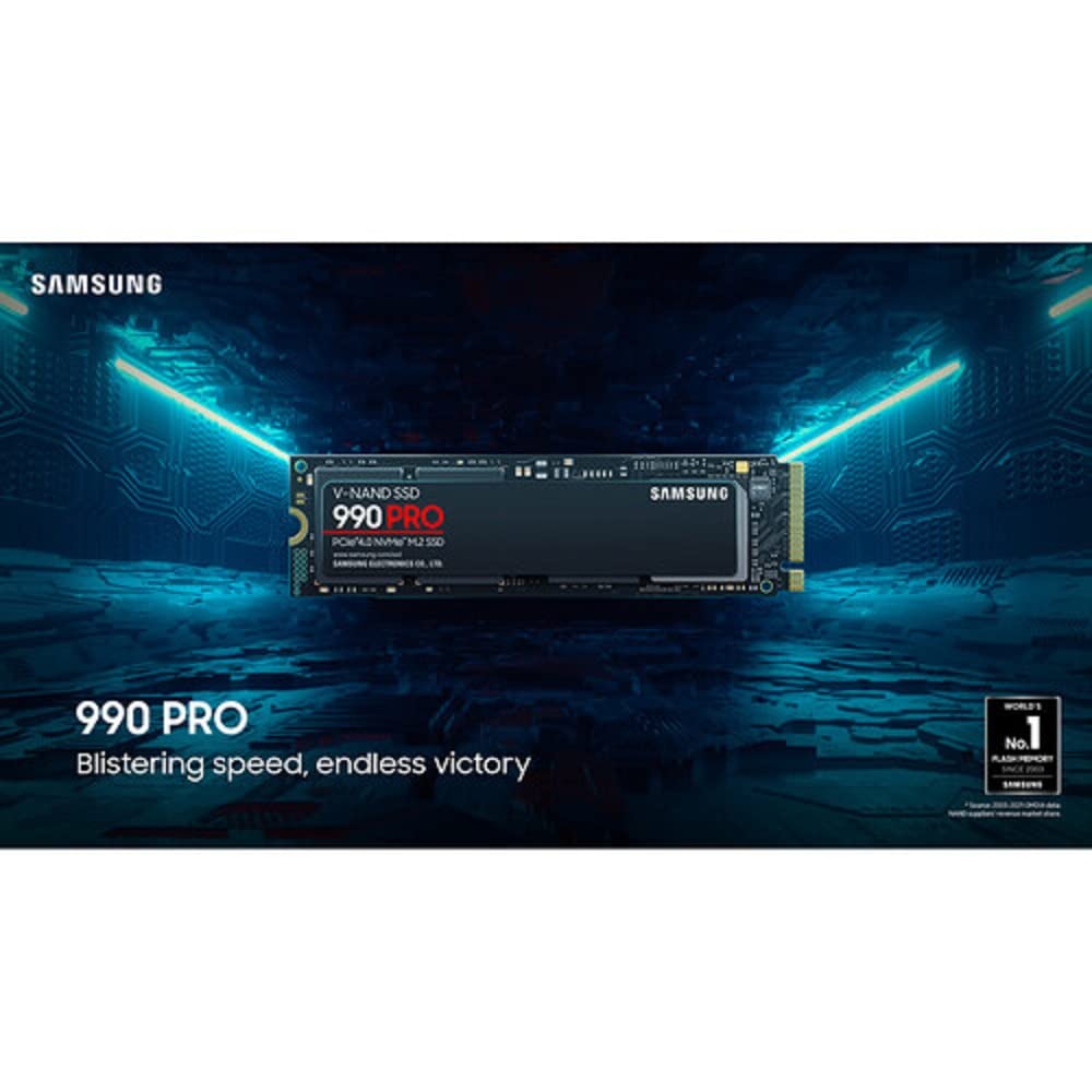 SAMSUNG Samsung 990 PRO 2TB, 3-bit MLC V-NAND, M.2 (2280), NVMe 2.0, R/W(Max) 7,450MB/s/6,900MB/s, 1,400K/1,550K IOPS, 1200TBW, 5 Years Warranty