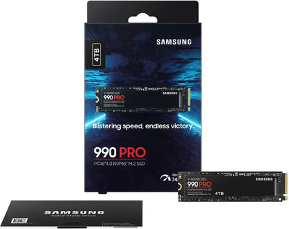 Samsung 990 PRO NVMe M.2 SSD, 4 TB, PCIe 4.0, 7,450 MB/s Read, 6,900 MB/s Write, Internal SSD, for Gaming and Video Editing, MZ-V9P4T0BW