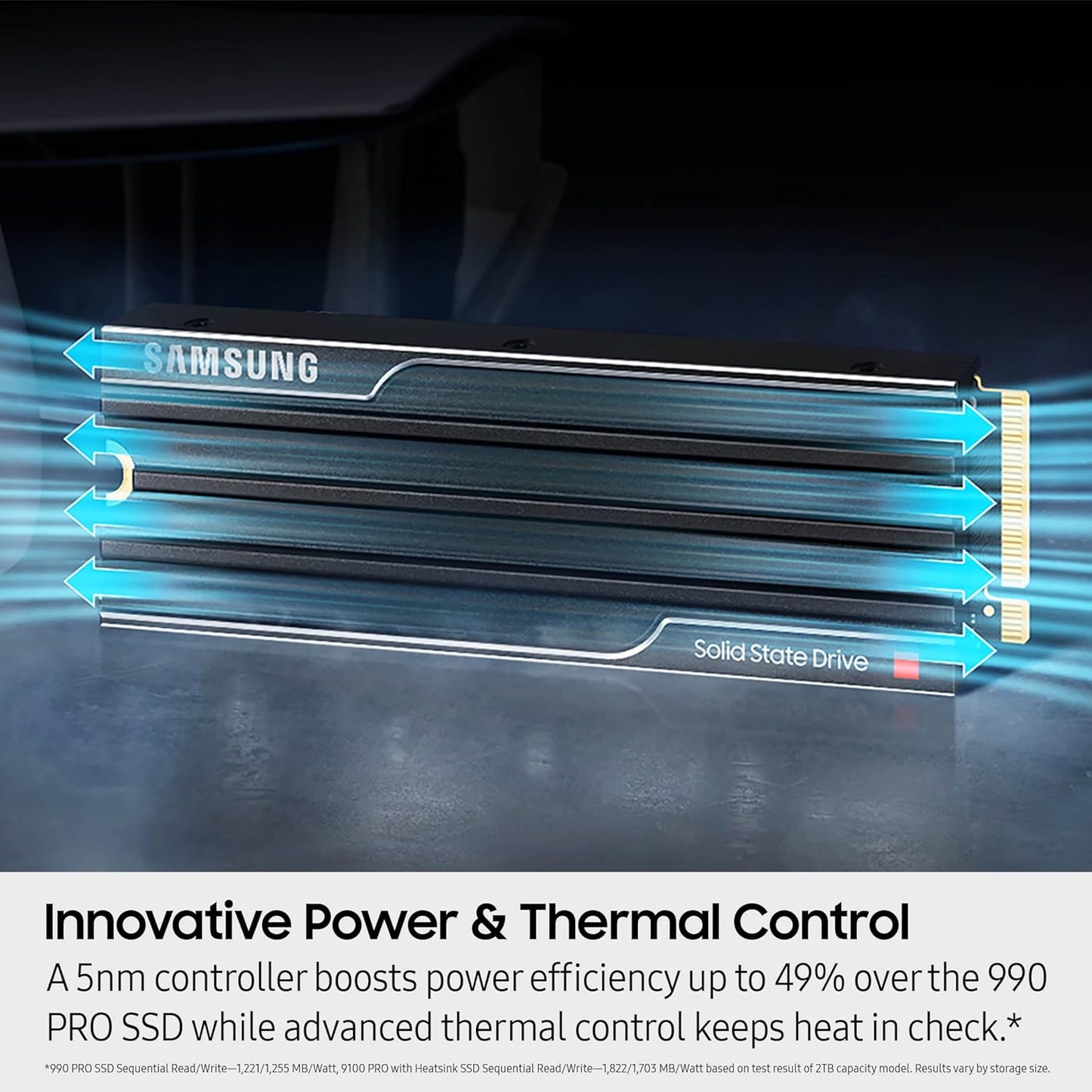 Samsung – 9100 PRO 4TB with Heatsink Internal SSD PCIe Gen 5x4 NVMe, Speeds Up to 14800 MB/s