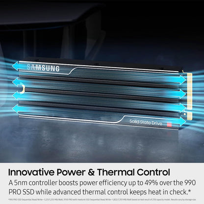 Samsung – 9100 PRO 4TB with Heatsink Internal SSD PCIe Gen 5x4 NVMe, Speeds Up to 14800 MB/s