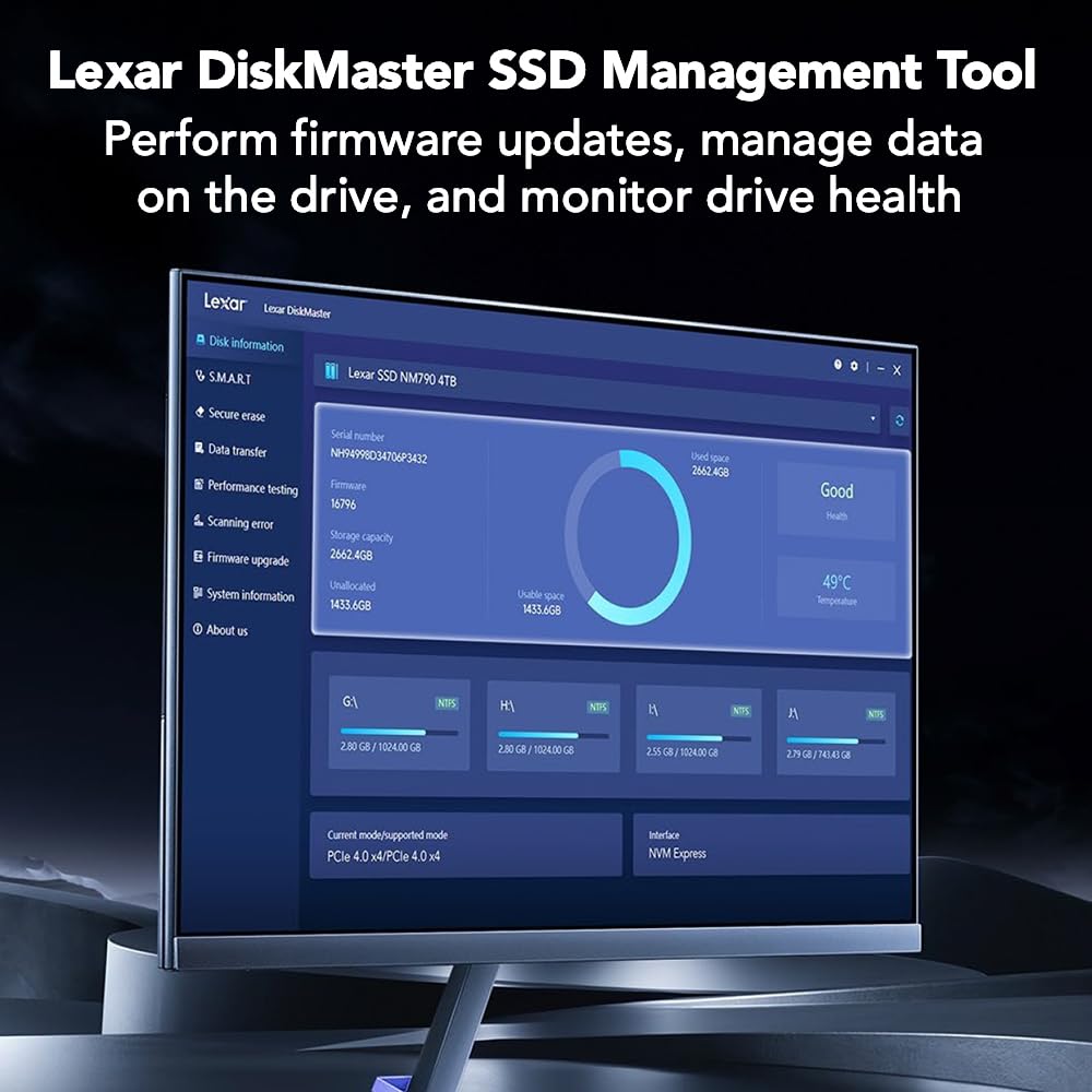 Lexar SSD with Heatsink PCIe Gen4 NVMe M.2 2280 Internal Solid State DriveCompatible with PS5, for Gamers and Creators