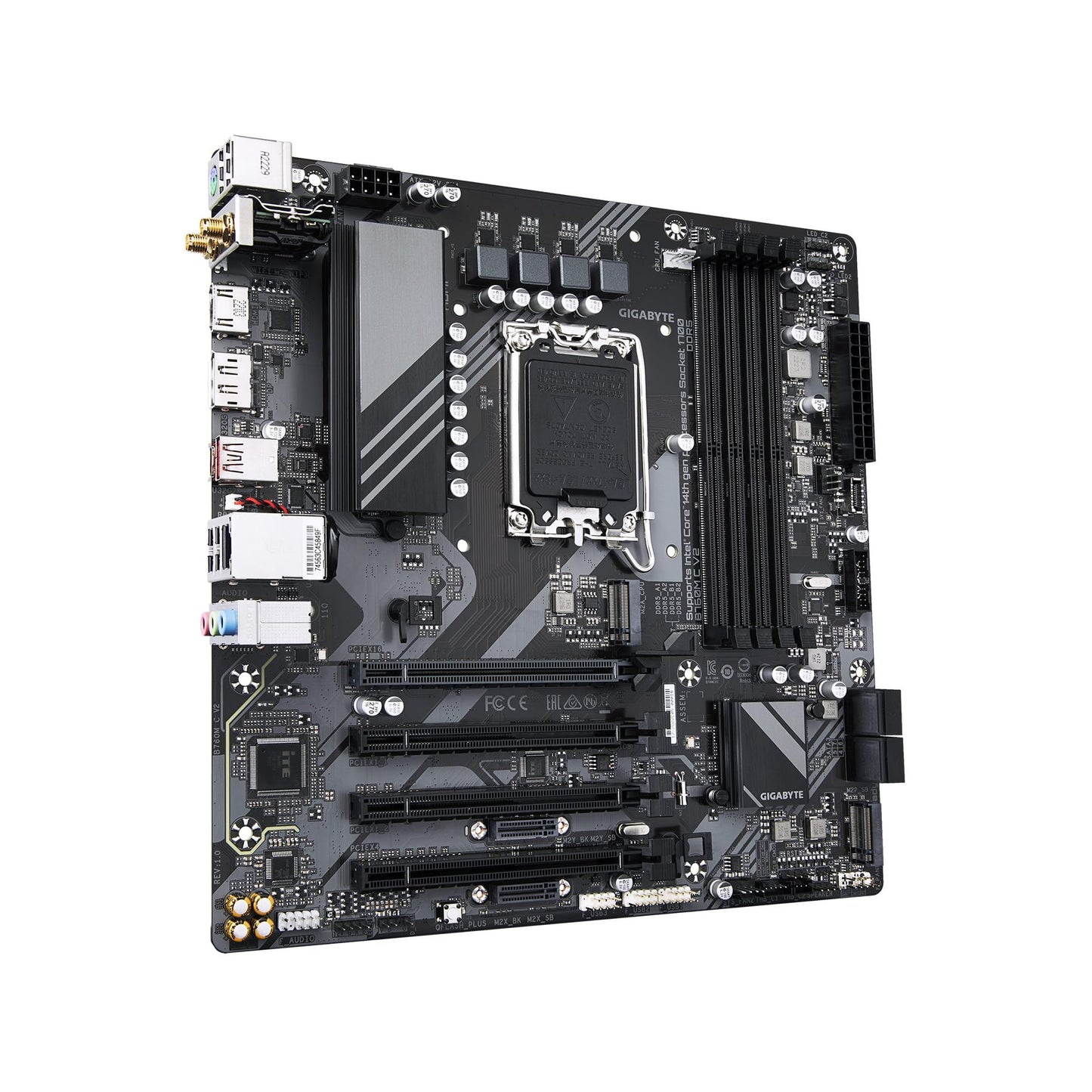 GIGABYTE B760M C V2 LGA 1700 Intel B760 M-ATX Motherboard with DDR5, Triple M.2, PCIe 5.0, USB 3.2 Gen 2x2 Type-C, WiFi 6, 1GbE LAN, Q-Flash Plus, EZ-Latch