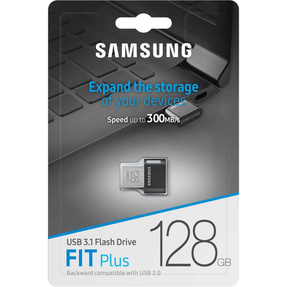 SAMSUNG FIT Plus 3.1 USB Flash Drive, 128GB, 400MB/s, Plug In and Stay, Storage Expansion for Laptop, Tablet, Smart TV, Car Audio System, Gaming Console, MUF-128AB/AM,Gunmetal Gray